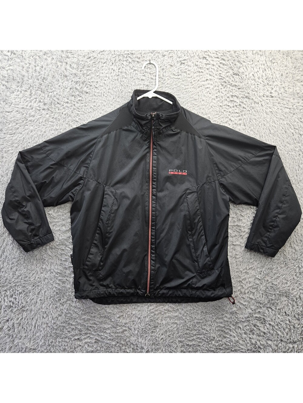 Vintage Y2K Polo Sport Ralph Lauren Windbreaker Jacket Black Medium Full Zip